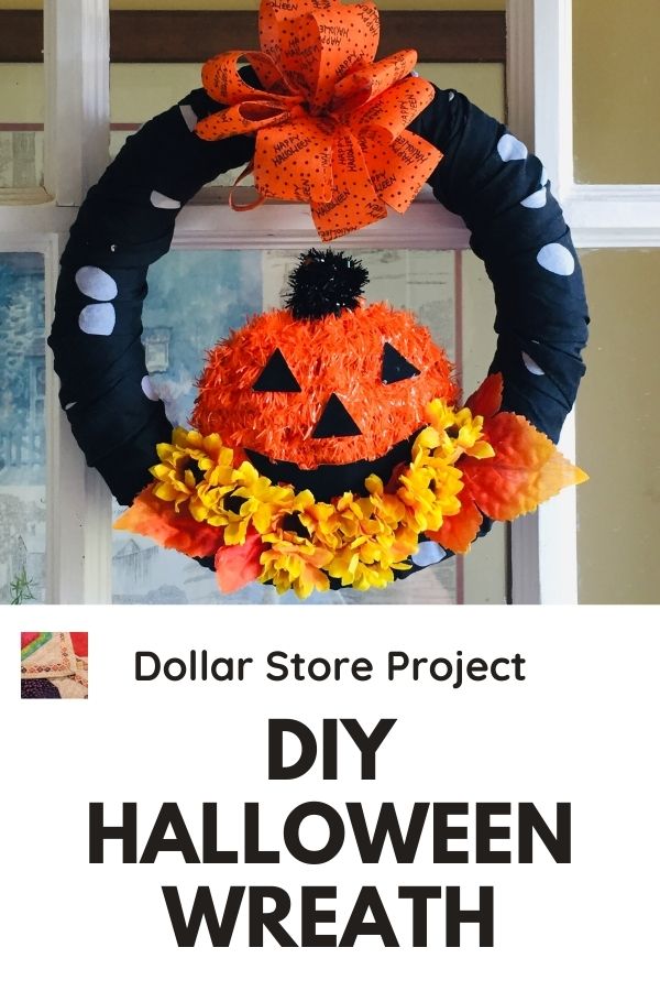 DIY Dollar Store Halloween Wreath - pin