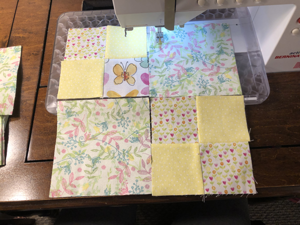 Double Four Patch Block Arrange Four Patch with Larger Blocks