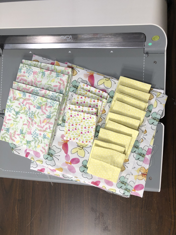 Double Four Patch Block Fabrics Cut with Accuquilt