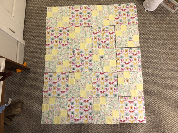 Double Four Patch Quilt Butterflies Arranged Blocks