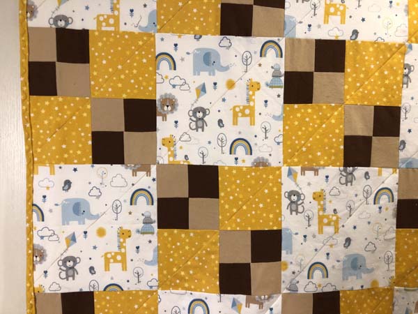 Double Four Patch Quilt Closeup Of Quilting