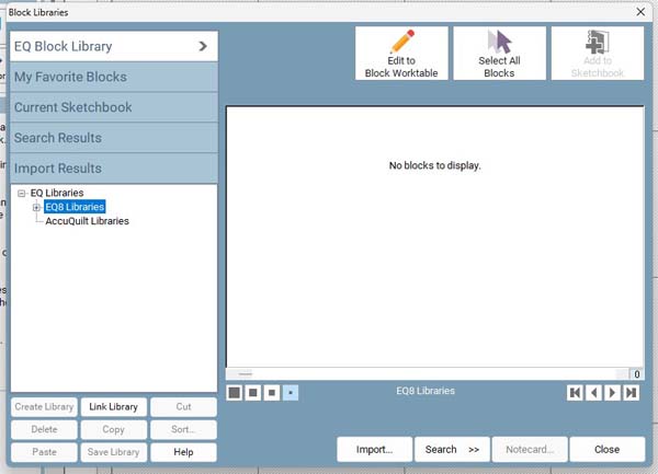 EQ8 Accuquilt Block Libraries