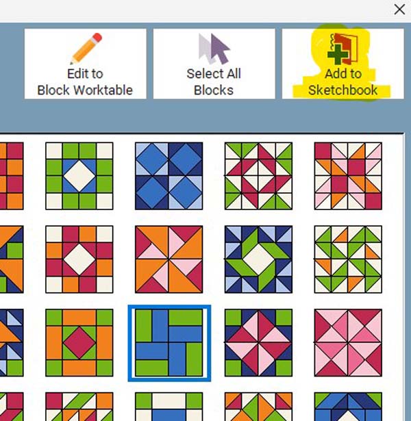 EQ8 Accuquilt Selecting Block For Quilt