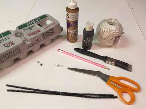 Egg Carton Spiders - supplies