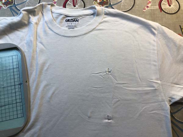 Embroiderers Helper T shirt targets placed