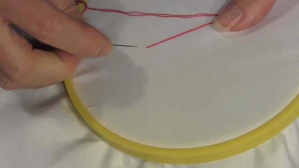 Embroidery Chain Stitch 3 Hold thread to right