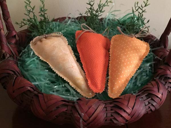 Fabric Carrot In Basket closeup