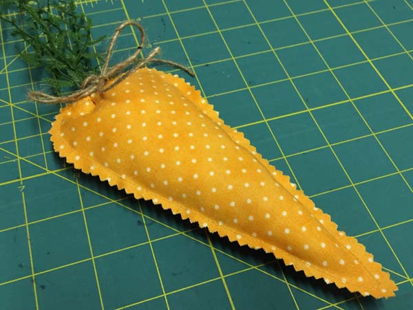 Fabric Carrot with Greens and Cord
