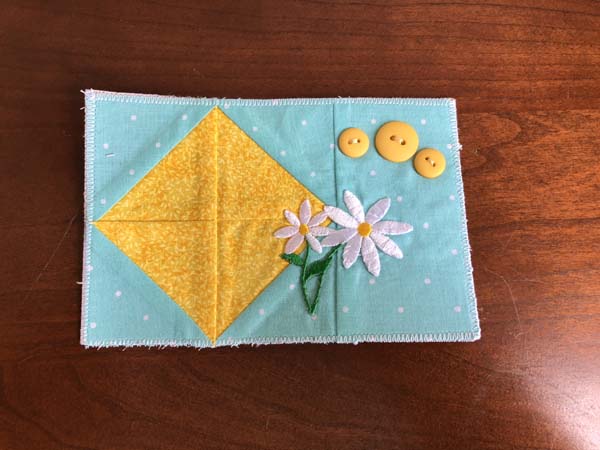 Fabric Postcard 18 Diamond and Flowers