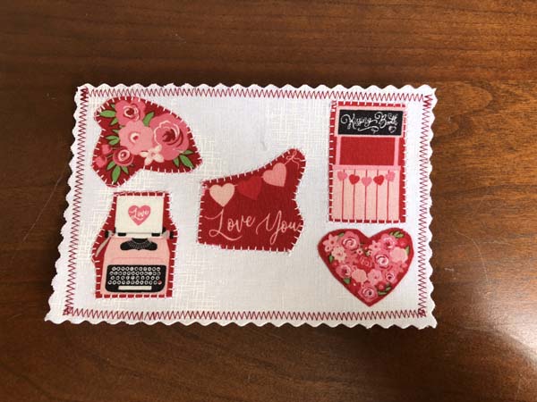 Fabric Postcard 21 Valentine