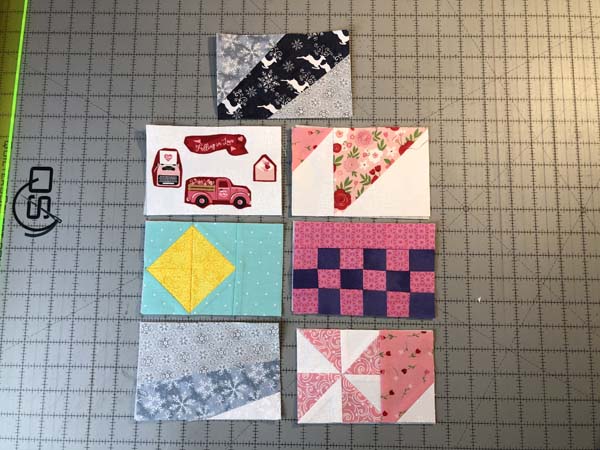 Fabric Postcard 3 Blocks Finished