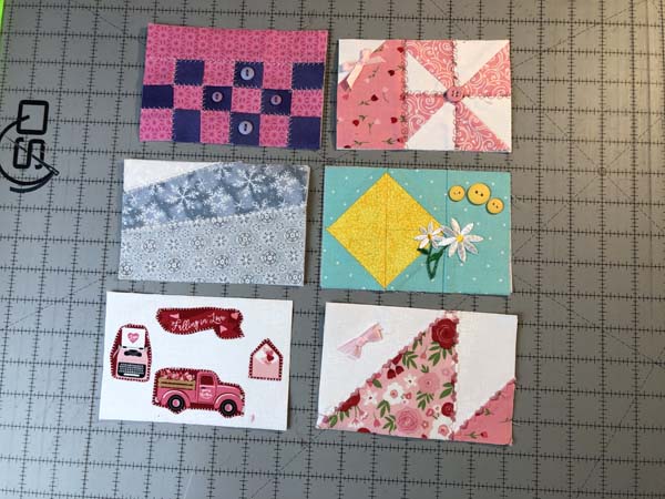 Fabric Postcard 5 Blocks Embellished