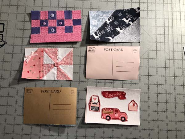 Fabric Postcard 6 Backing Fused to Blocks