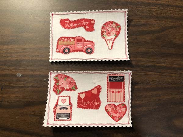 Fabric Postcard 9 Two Valentine Applique