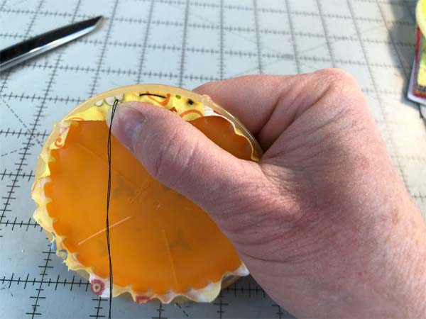 Fabric Yo Yo Second Stitch End pulled Thread