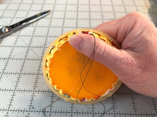 Fabric Yo Yo Stitched Around Disc