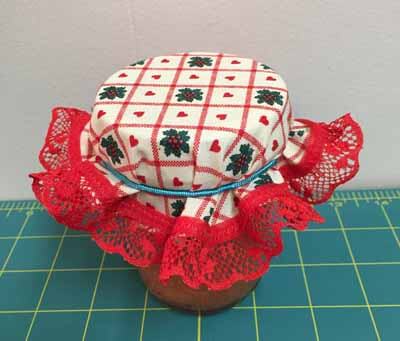 Fabric Mason Jar Topper - Add hair tie