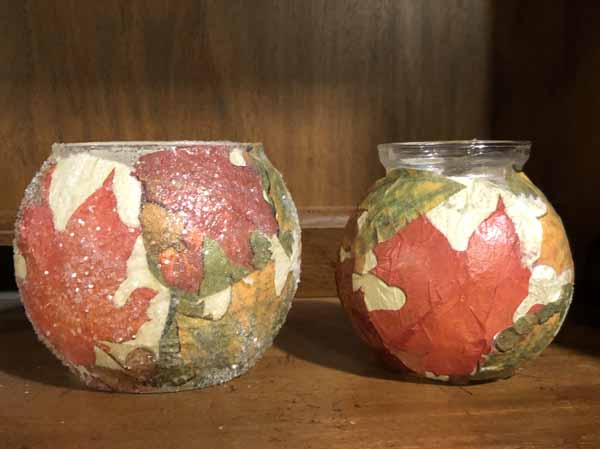 Fall Decoupage Tea Light Holder Tutorial - finished 