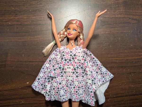 Fashion Doll Dress 15 Pull dress down over dolls body
