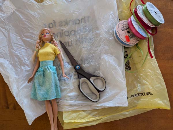 Fashion Doll Dress From Plastic Bag 1 Supplies