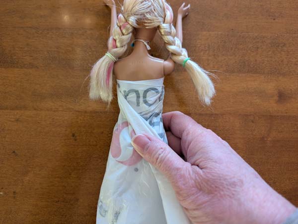 Fashion Doll Dress From Plastic Bag 9 Fold Bag in back