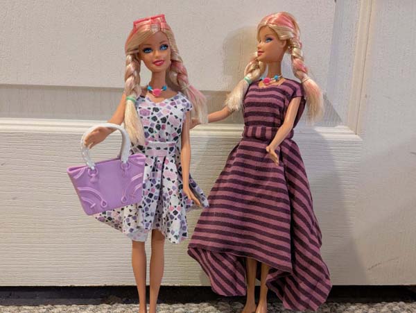 Fashion Doll Dress Two Dolls wearing dresses cropped