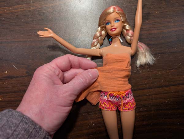 Fashion Doll No Sew Sleeveless Top 5 Wrap to Front