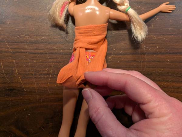 Fashion Doll No Sew Sleeveless Top 6 Wrap to Back