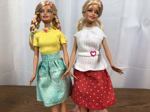 Fashion Doll Skirt On Two Dolls