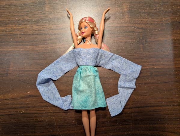 Fashion Doll Wrapped Top 2 Lay across doll