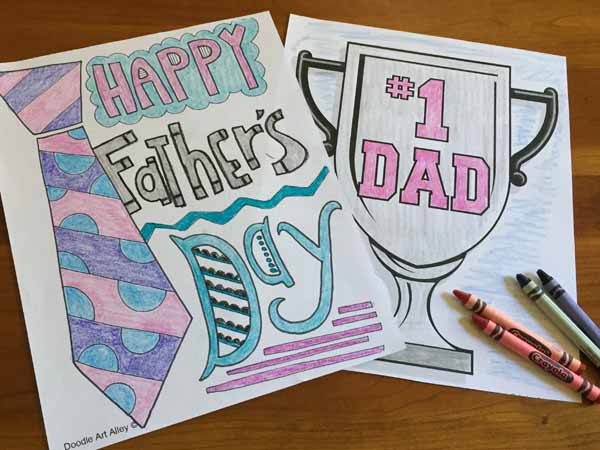Printable Fathers Day Coloring Pages and cards - 1