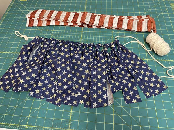 Flag Garland Blue Fabrics Tied