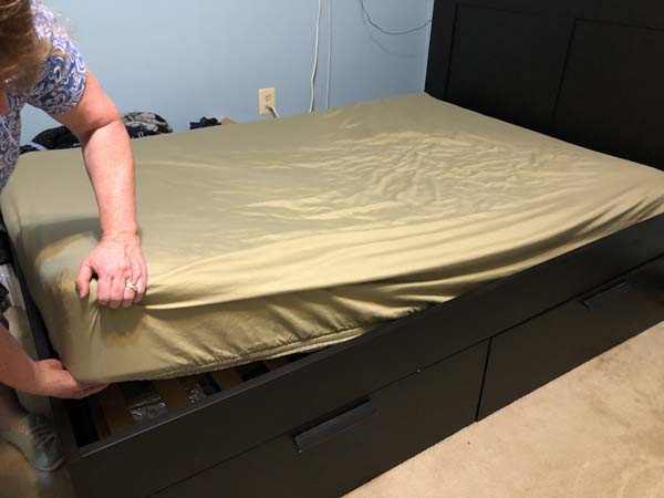 Flat to Fitted Sheet Putting Sheet on Bed 2