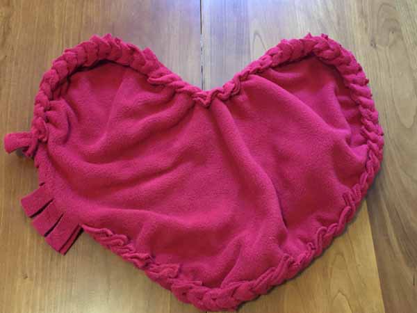 Fleece Heart Pillow Braided Edge