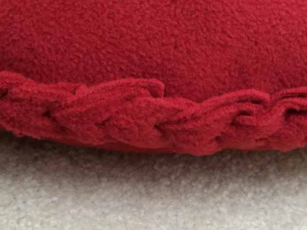 Fleece Heart Pillow Edge Close Up