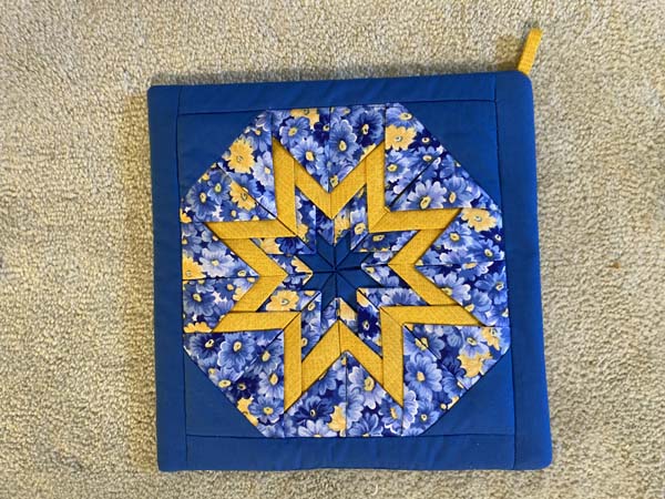 Folded Star Potholder Blue Sample