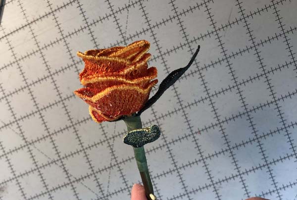 Freestanding Lace Flowers 18 Finished rose from side