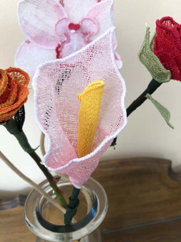 Freestanding Lace Flowers Lily Closeup