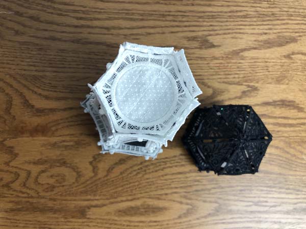 Freestanding lace Lighthouse showing where tea light sits