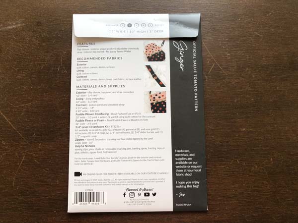 Ginger Handbag Pattern Back