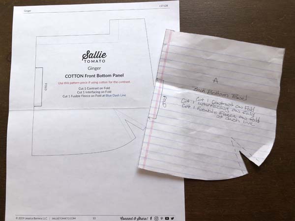 Ginger Handbag Sample Pattern Pieces