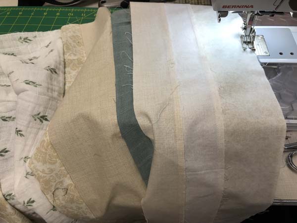 Green Strip Quilt Sewing Strips to Quilt