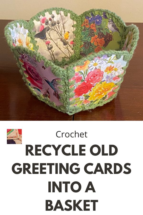 Recycled Greeting Card Basket Tutorial - pin