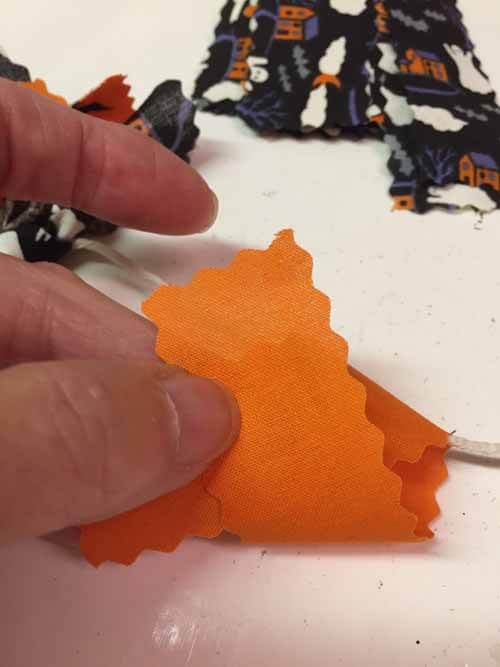 Halloween Fabric Garland - Cross ends of fabric strip