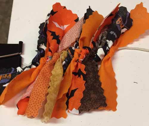 Halloween Fabric Garland - Add more fabric strips
