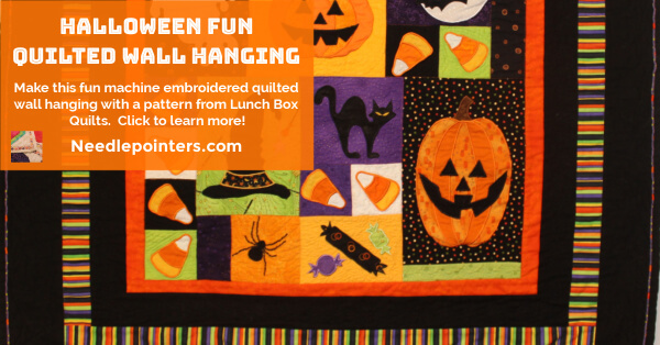 Halloween Fun Wall Hanging - Machine Embroidered Quilt - fb