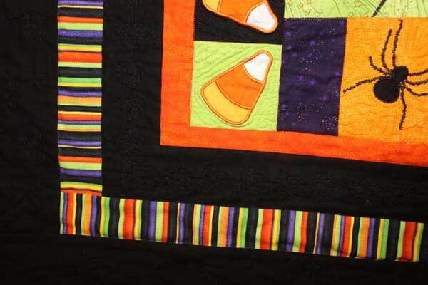 Halloween Fun Wall Hanging - Machine Embroidered Quilt Closeup 5