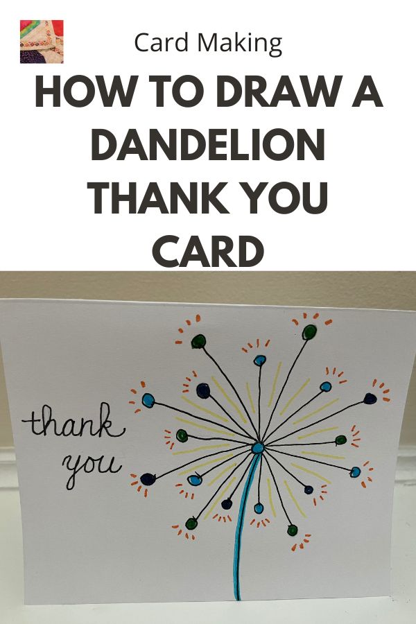 Handmade Dandelion Thank you Card Version 2 - pin