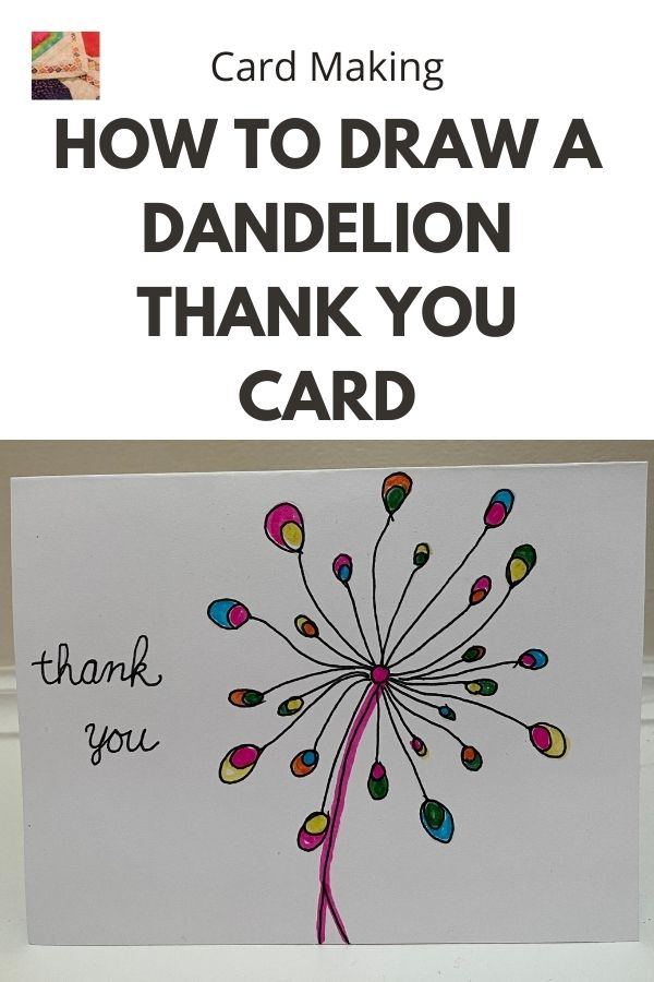 Handmade Dandelion Thank You Card - pin