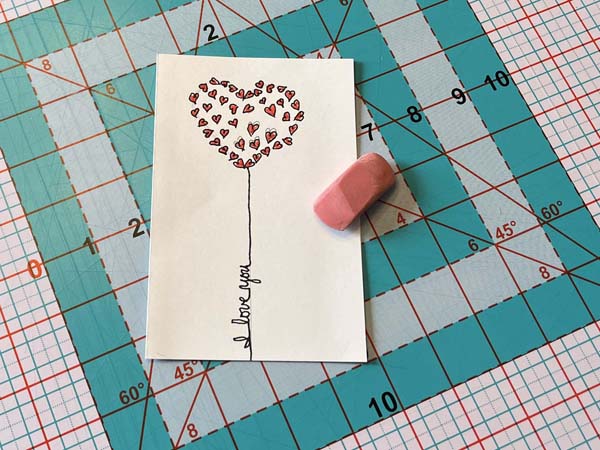 Heart Balloon Card 16 Erase Pencil Lines